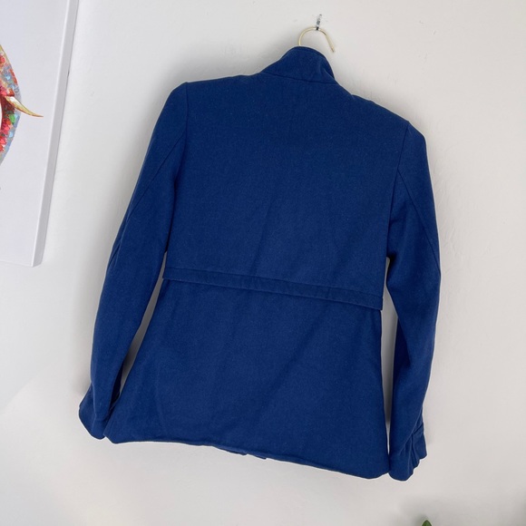 Blue High Neck Long Sleeve Zip Down Jacket Small - Picture 6 of 7